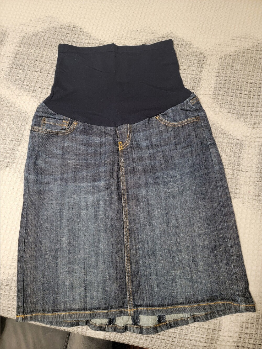 Maternity Skirt in Dark Blue Denim.